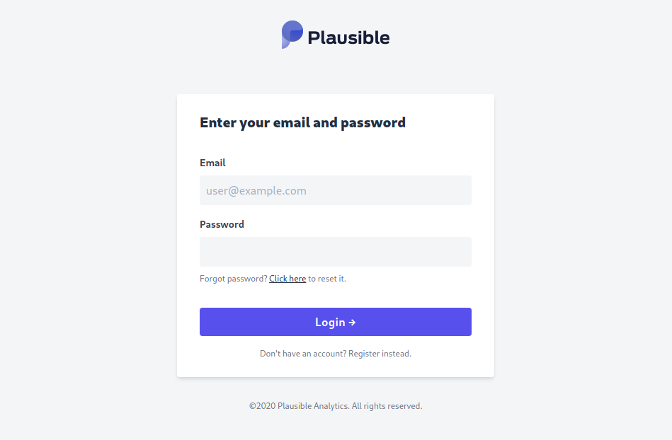 Plausible login screen