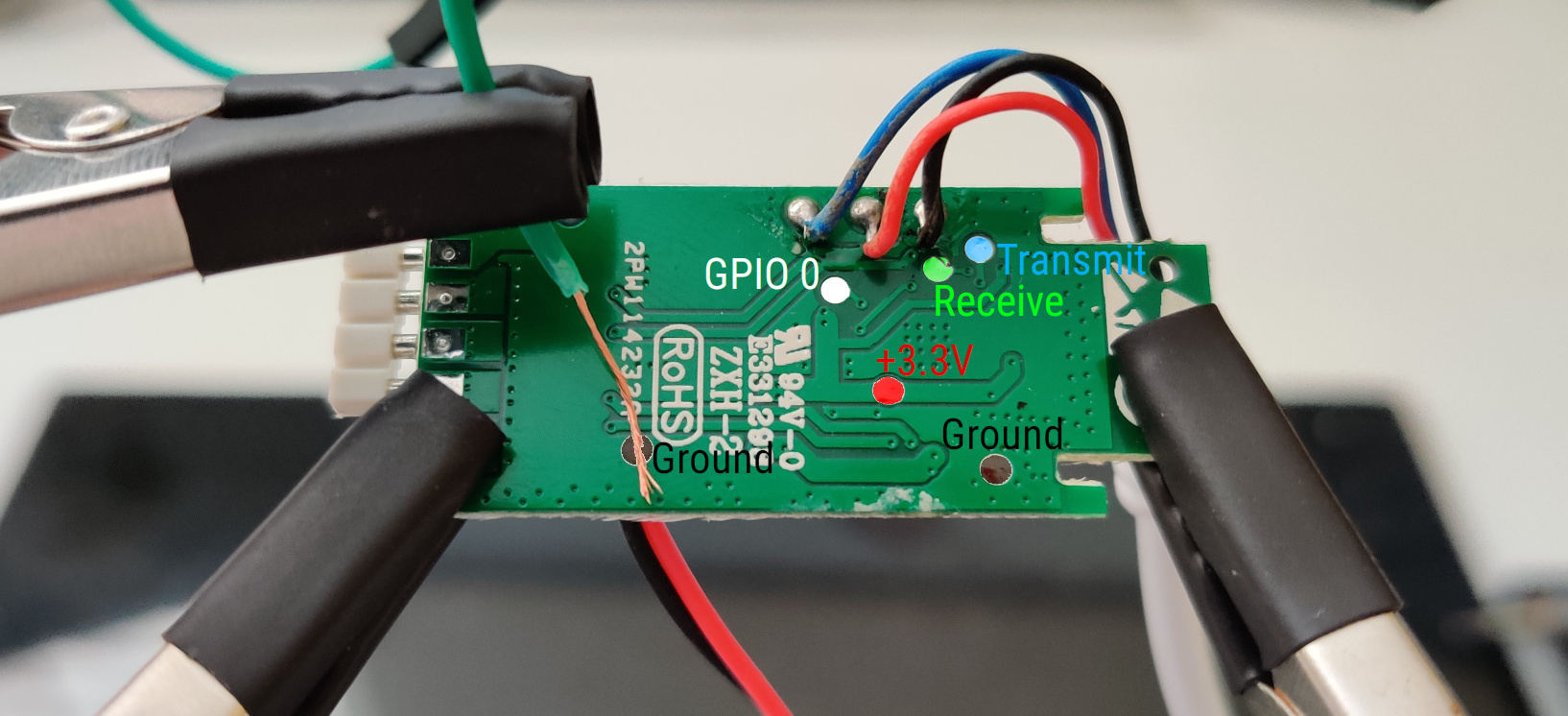 MagicHome PCB with pins annotated